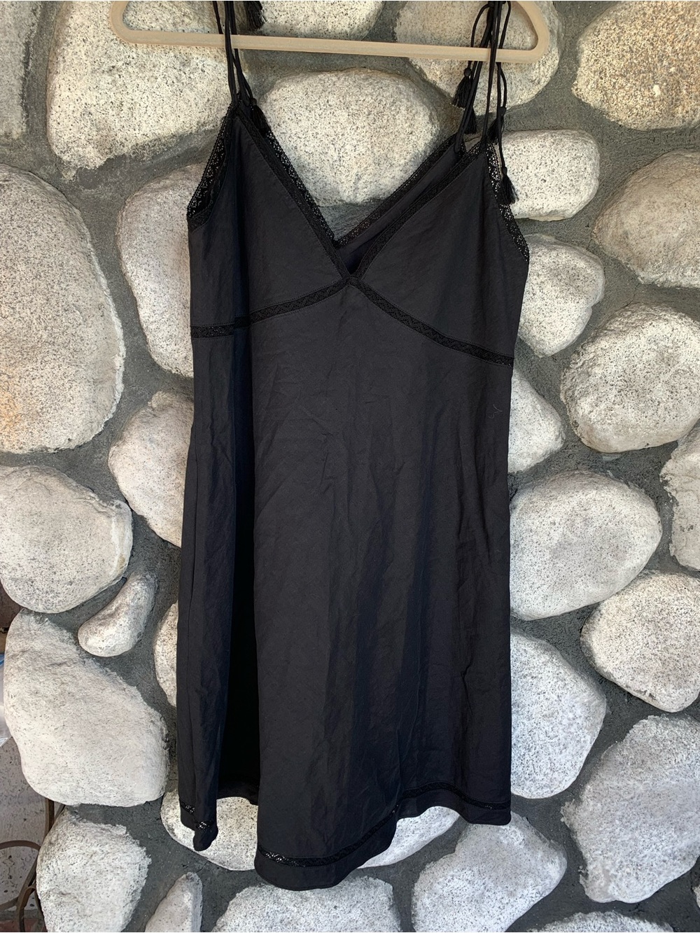 Theory Black Lace-Trim Slip Dress